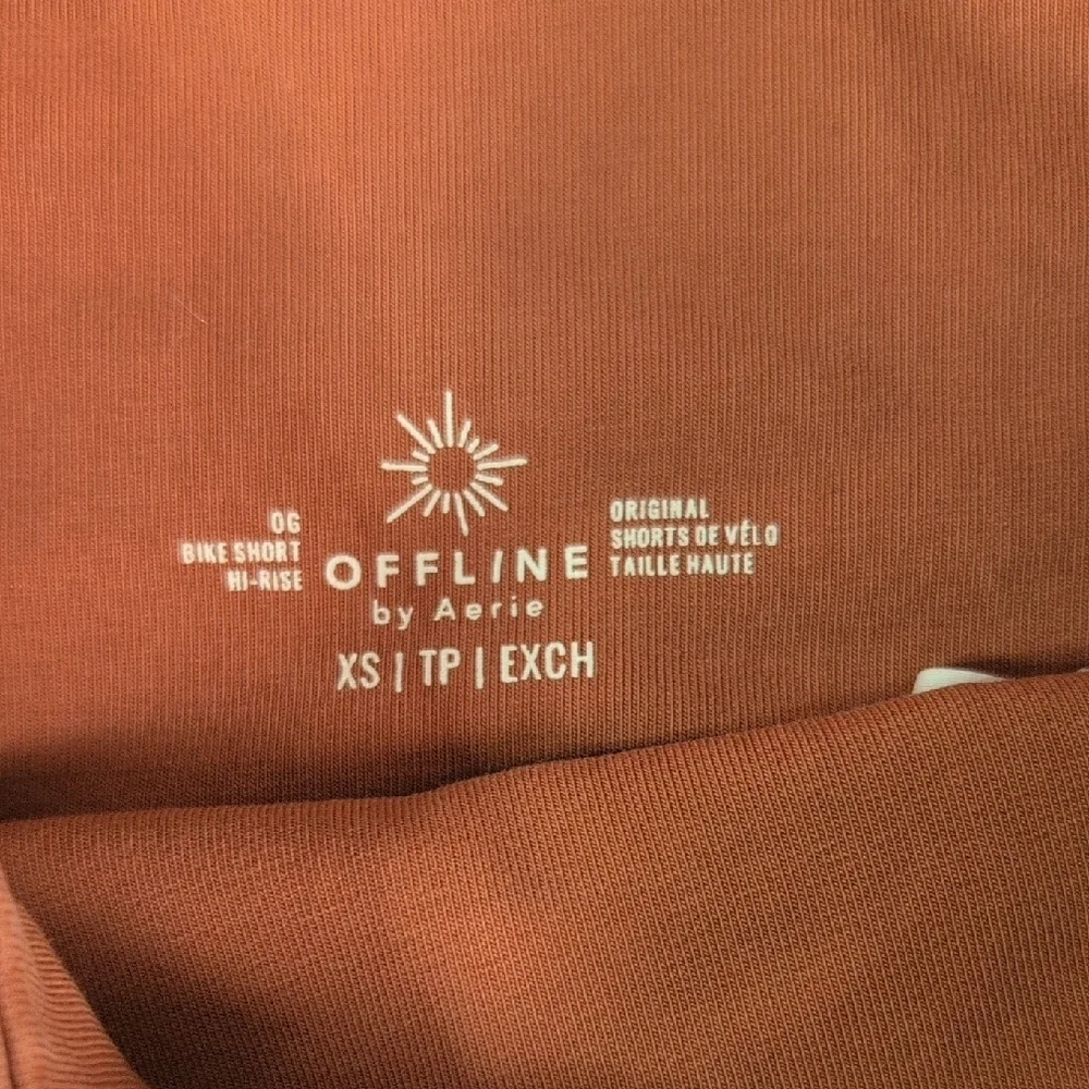 Offline By Aerie High-Waist‎ Bike Shorts with Side Pockets. Burnt Orange Color.